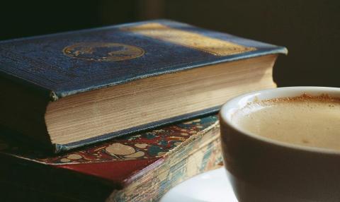 Old books and coffee