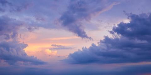 Blue and yellow clounds at sunset